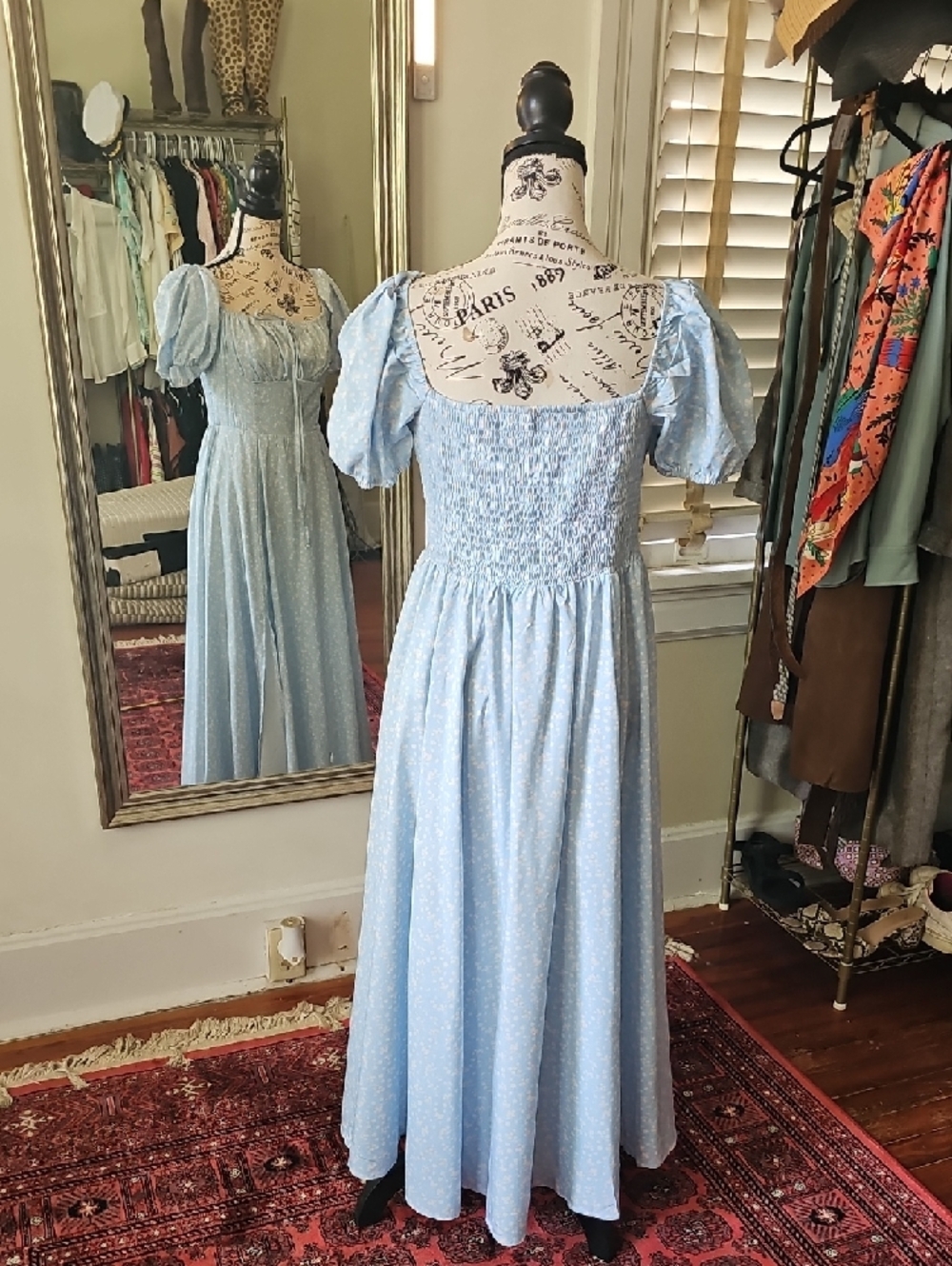 Amazon Light Blue Maxi Dress with Puff Sleeves - Picture 4 of 10